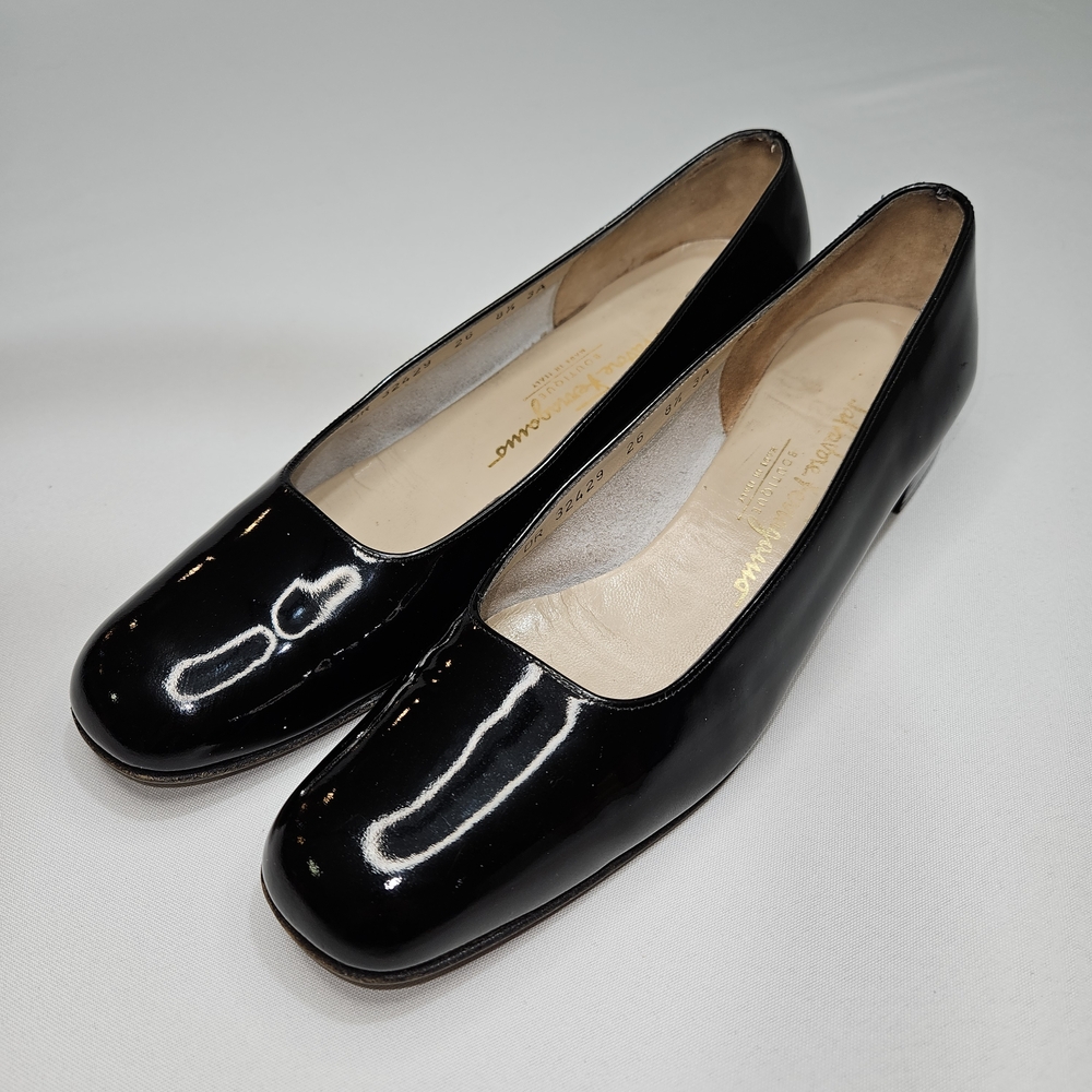 Salvatore Ferragamo Black Patent Leather Size 8.5